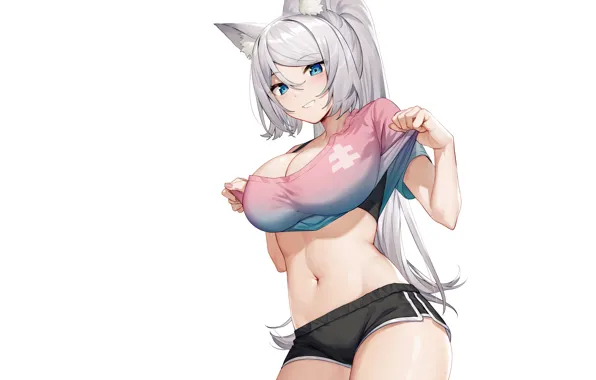 Картинка girl, sexy, boobs, anime, pretty, babe, workout, tummy