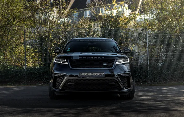 Картинка чёрный, Land Rover, Range Rover, вид спереди, SUV, Manhart, 2020, Velar