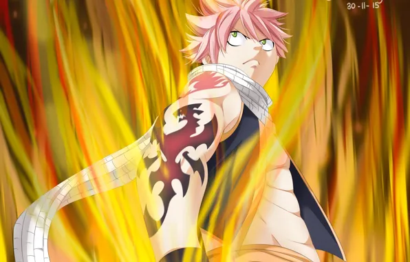 Огонь, аниме, арт, Fairy Tail, Нацу, Хвост феи