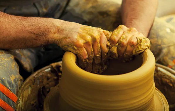 Hands, technique, pottery, clay