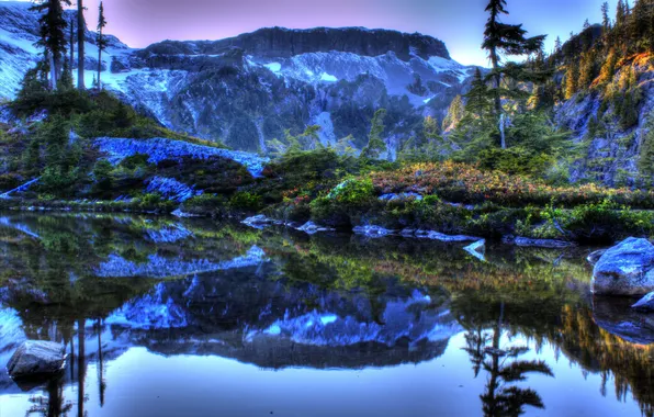 Вода, пейзаж, природа, фото, HDR, США, Washington