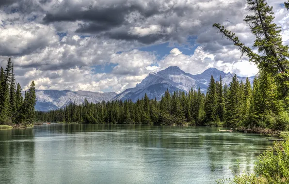 Лес, горы, озеро, Канада, Альберта, Banff National Park, Alberta, Canada