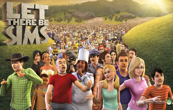 Картинка трава, солнце, игра, персонажи, Симс 3, The Sims 3