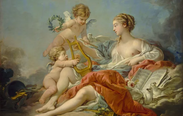 Картина, Франсуа Буше, Аллегория Музыки, Francois Boucher, 1764