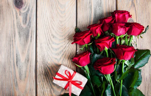 Картинка любовь, цветы, подарок, розы, красные, red, love, wood