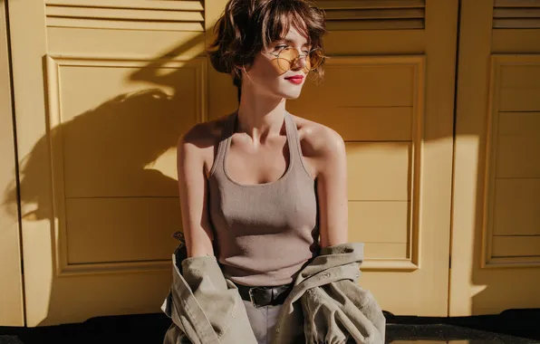Woman, beautiful, model, pretty, shirt, sunglasses