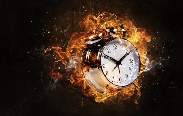 Metal, fire, Clock