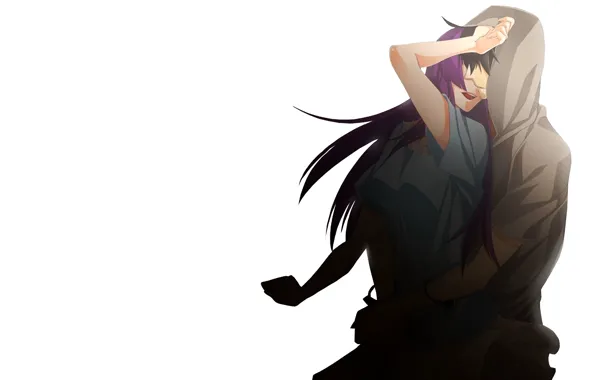 Девушка, аниме, арт, пара, парень, двое, Bakemonogatari