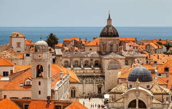 Здания, панорама, Хорватия, Croatia, храмы, Дубровник, Dubrovnik, Адриатическое море