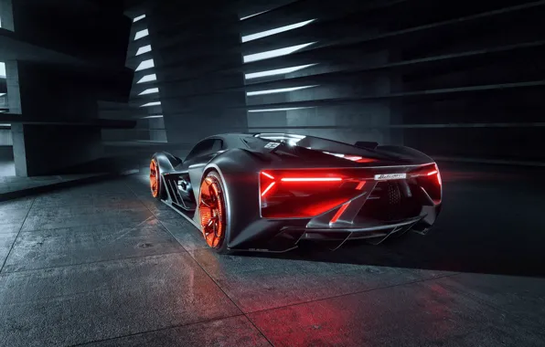 Lamborghini, суперкар, вид сзади, гиперкар, Terzo Millennio