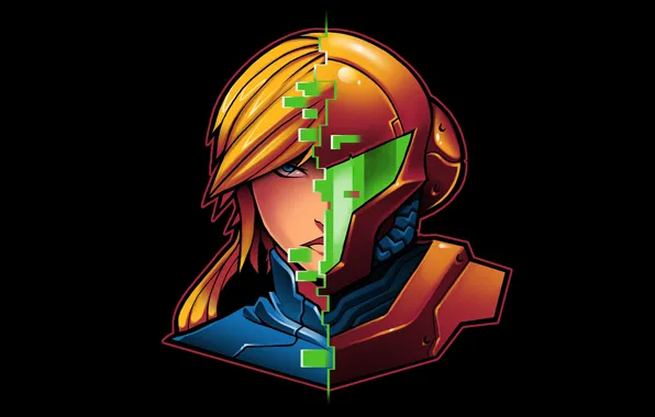 Девушка, Лицо, Samus Aran, Metroid, Samus, Самус Аран, Aran, Metroid Samus Aran