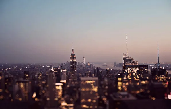 United States, twilight, sunset, New York, Manhattan, dusk, skyscrapers, cityscape