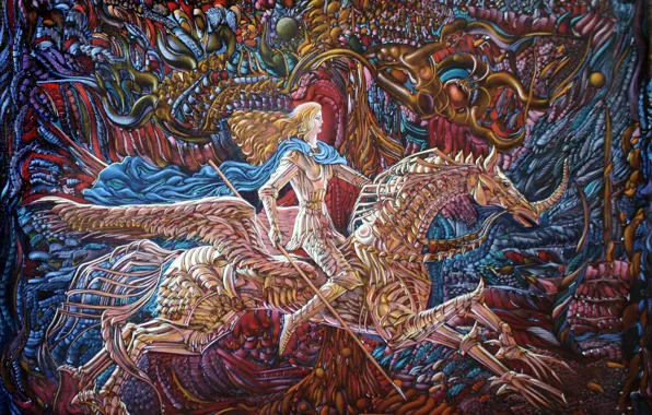 Картинка Валькирия, Айбек Бегалин, женщина на коне, 2002г