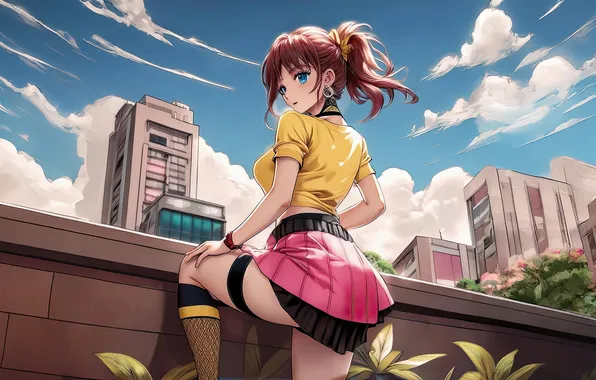 Cityscape, schoolgirl, ai art