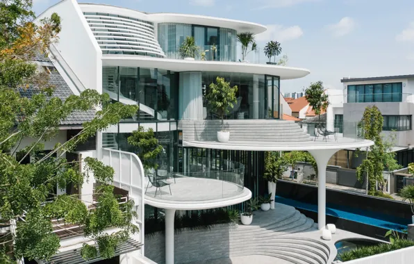 Вилла, бассейн, Сингапур, архитектура, особняк, Singapore, три уровня, by Ehka Studio