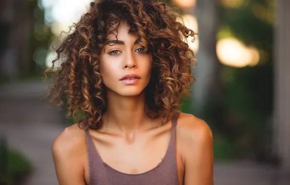 Девушка, волосы, портрет, мулатка
