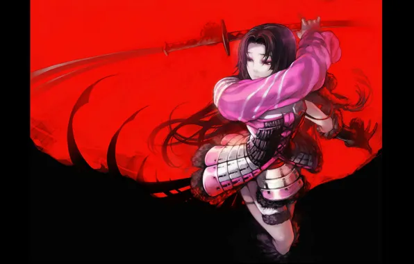 Катана, доспехи, самурай, длинные волосы, Sengoku Basara, Эпоха смут, Michii Yuuki