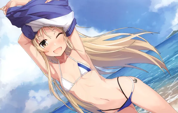 Девушка, Купальник, Kantai Collection, takanashi kei (hitsujikan)