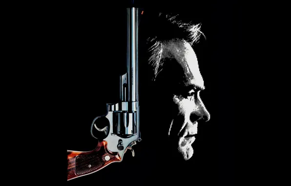 Gun, weapon, man, classic, face, Clint Eastwood, revolver, Smith & Wesson