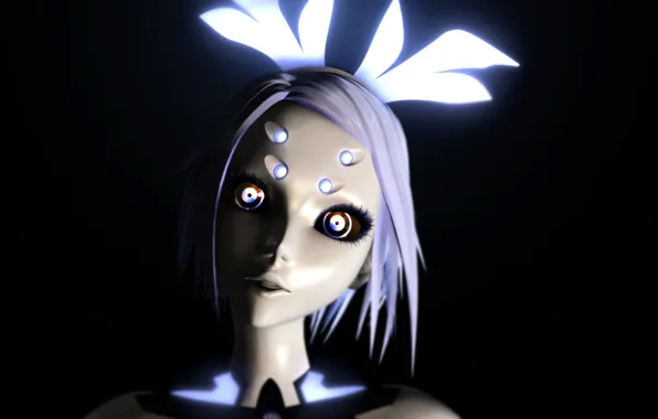 Девушка, механизм, робот, арт, vocaloid, вокалоид, Phosphorescent Rin