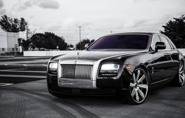 Чёрный, Rolls Royce, Ghost, black, ролс ройс