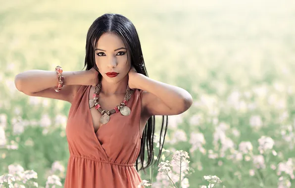 Лето, девушка, азиатка