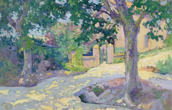 Картина, городской пейзаж, Paul Madeline, Пол Медлин, Улица с Деревьями