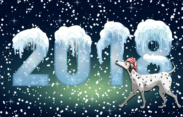 Картинка Зима, Минимализм, Собака, Снег, Фон, Новый год, Праздник, Настроение