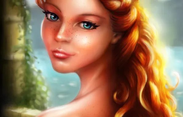 Картинка девушка, лицо, волосы, арт, веснушки, локоны, Game of Thrones, Margaery Tyrell