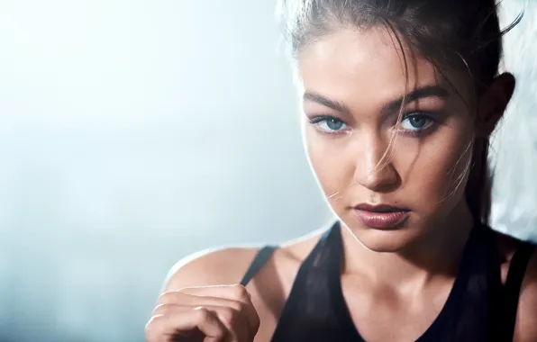 Взгляд, поза, модель, прическа, hair, Gigi Hadid, Джиджи Хадид