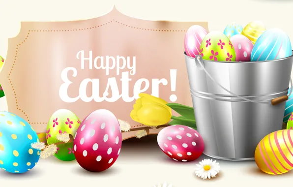 Рендеринг, тюльпан, яйца, Пасха, ведро, Easter