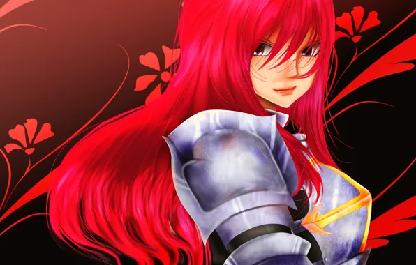 Red, armor, red hair, anime, redhead, manga, Fairy Tail, Erza