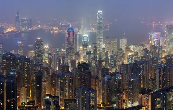 Пейзаж, Гонконг, небоскребы