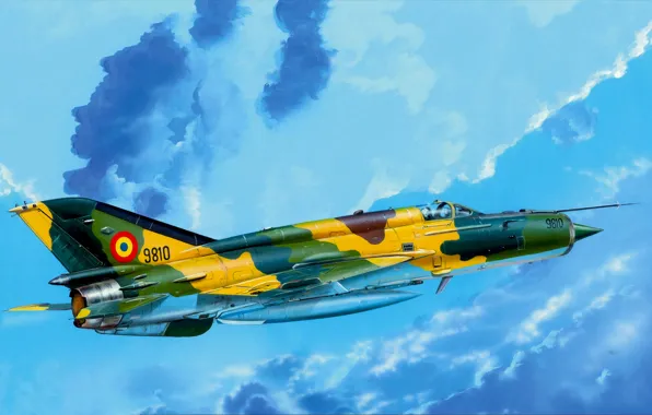 Картинка war, art, painting, aviation, jet, Mikoyan-Gurevich MiG-21