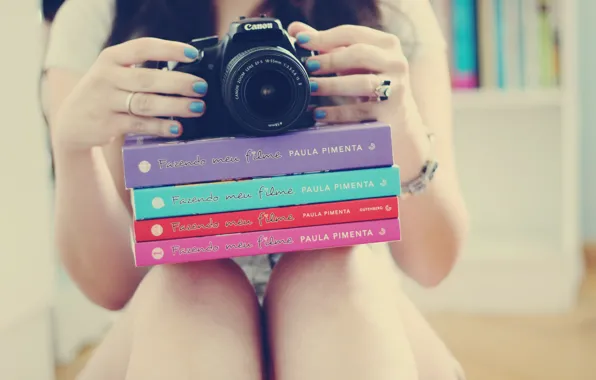 Девушка, фон, обои, ноги, настроения, книги, руки, кольцо