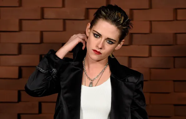 Взгляд, поза, макияж, актриса, куртка, Kristen Stewart, Кристен Стюарт, hair
