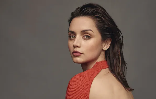 Взгляд, портрет, актриса, брюнетка, красотка, Ana de Armas, Ана де Армас