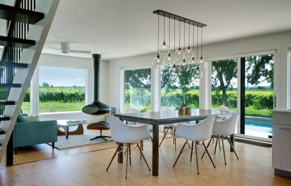 Дизайн, интерьер, гостиная, столовая, transforms a vineyard bungalow, современный стиль середины века, My Houzz mid-century …