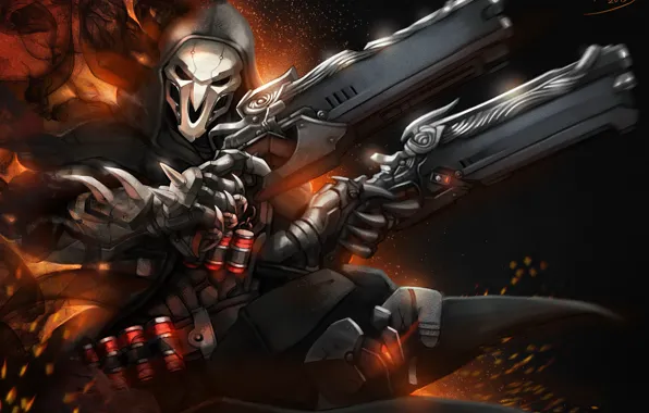 Пистолеты, череп, Reaper, Overwatch