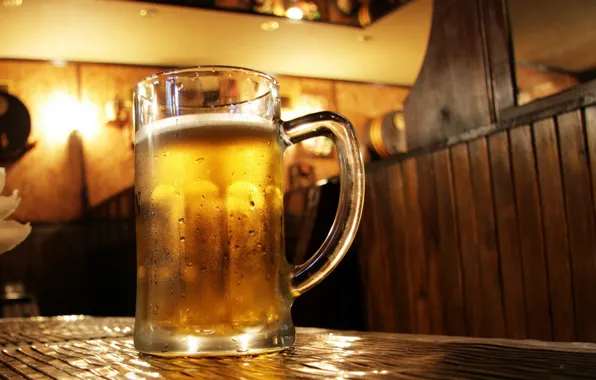 Bar, beer, table, mug, pint
