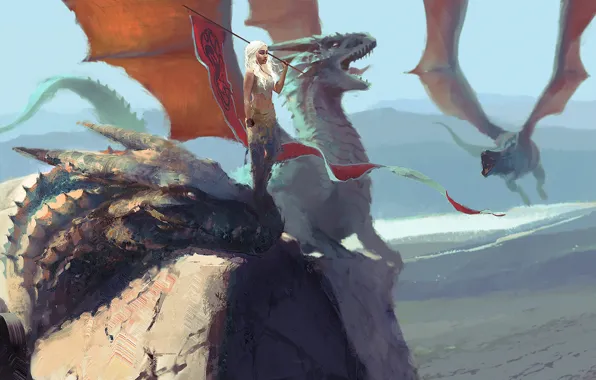 Картинка dragon, Game of Thrones, Daenerys Targaryen, Ice and Fire