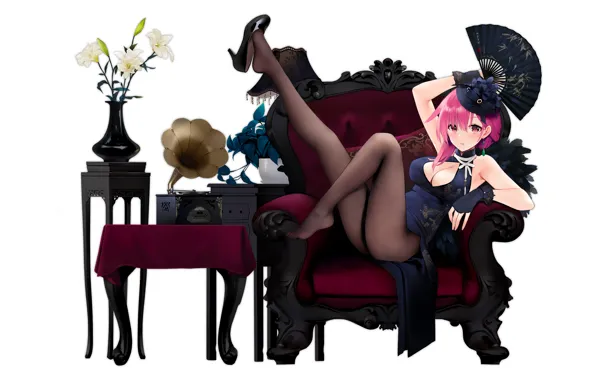 Girl, sexy, cleavage, pink hair, dress, boobs, anime, beautiful