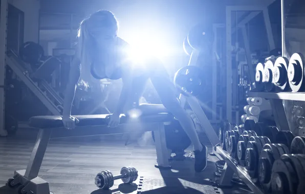 Картинка blonde, pose, female, workout