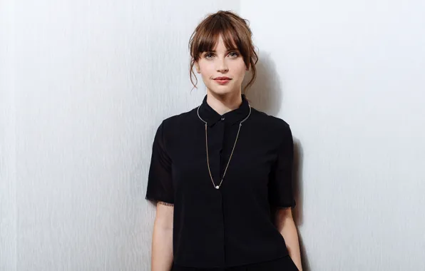 Взгляд, девушка, фото, блузка, цепочка, Felicity Jones