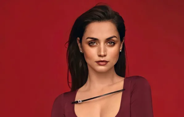 Картинка взгляд, девушка, лицо, портрет, актриса, губы, Ana de Armas