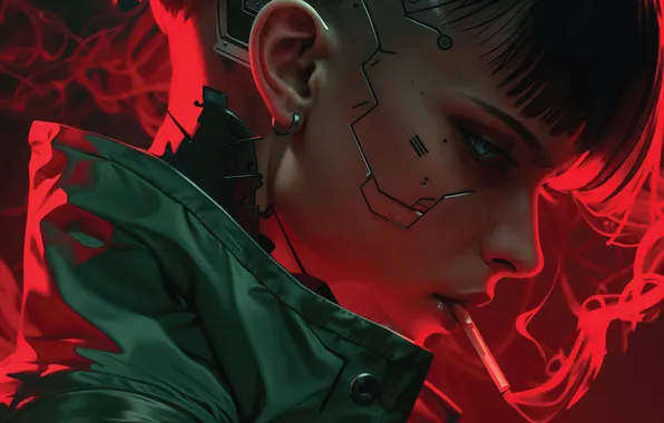 Girl, Anime, Smoking, Anime Girl, AI Art, AI Generated