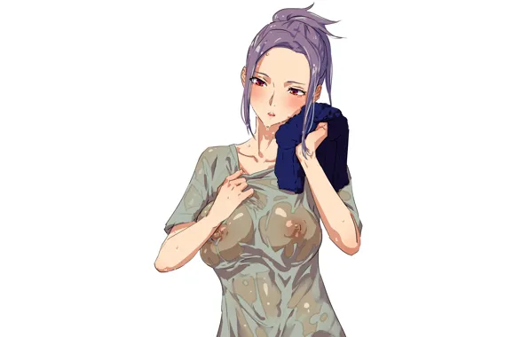 Girl, sexy, wet, nipples, boobs, anime, beautiful, red eyes