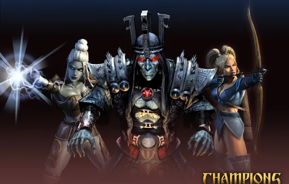 Оружие, девушки, магия, лук, персонажи, Champions: Return to arms