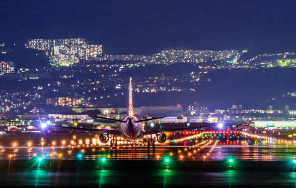 Картинка Airplane, NightView, Itami Airport