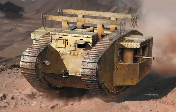 Великобритания, Танк, Пехотный танк, WWI, Тяжёлый Танк, Mark I, ''Cамец''